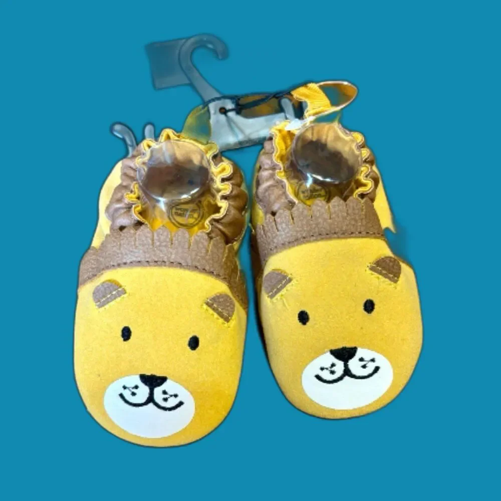 Wonder Nation Baby Boy's Forest Animal Lion Slippers ~ Size 4